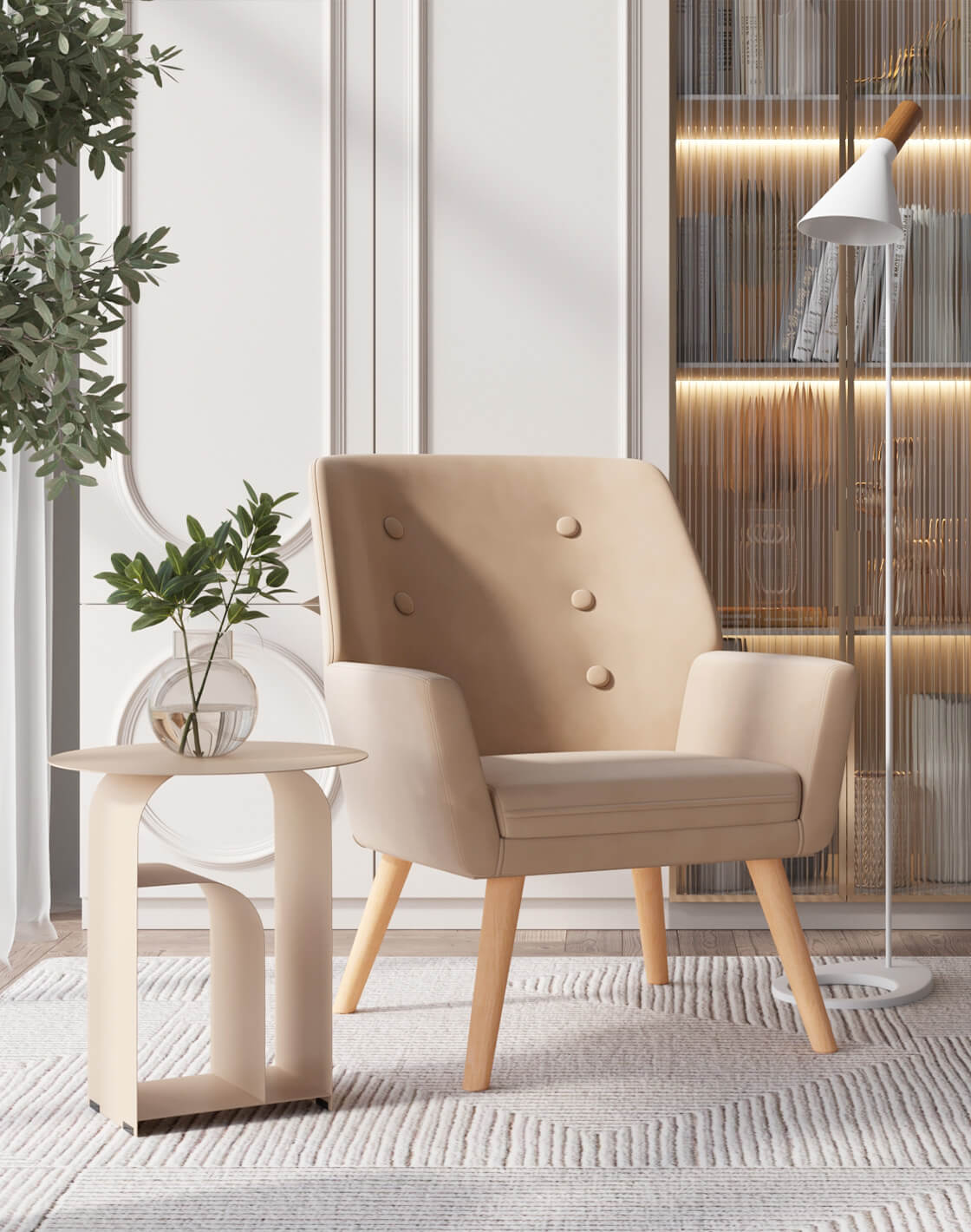 Кресло Райт, Торшер Turin, Журнальный столик Arwel