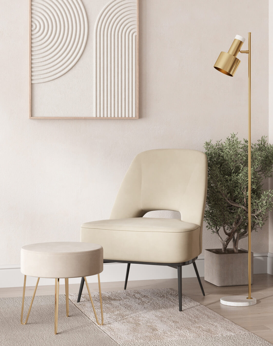 Пуф Спейси, Торшер Goldy, Кресло Бостон 