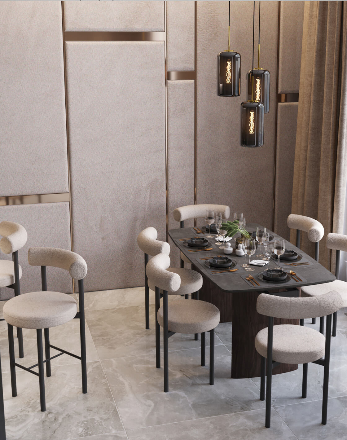 Стол Астарта, Стул Флорео, Стул полубарный Флорео, Светильник подвесной Scrum