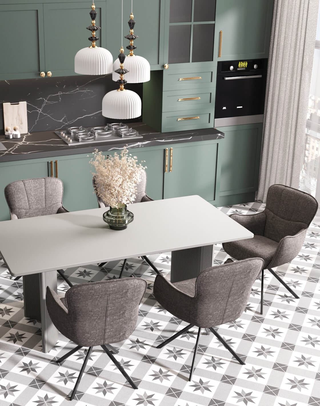 Стул Eima, Стол Celestia, Светильник подвесной Charm