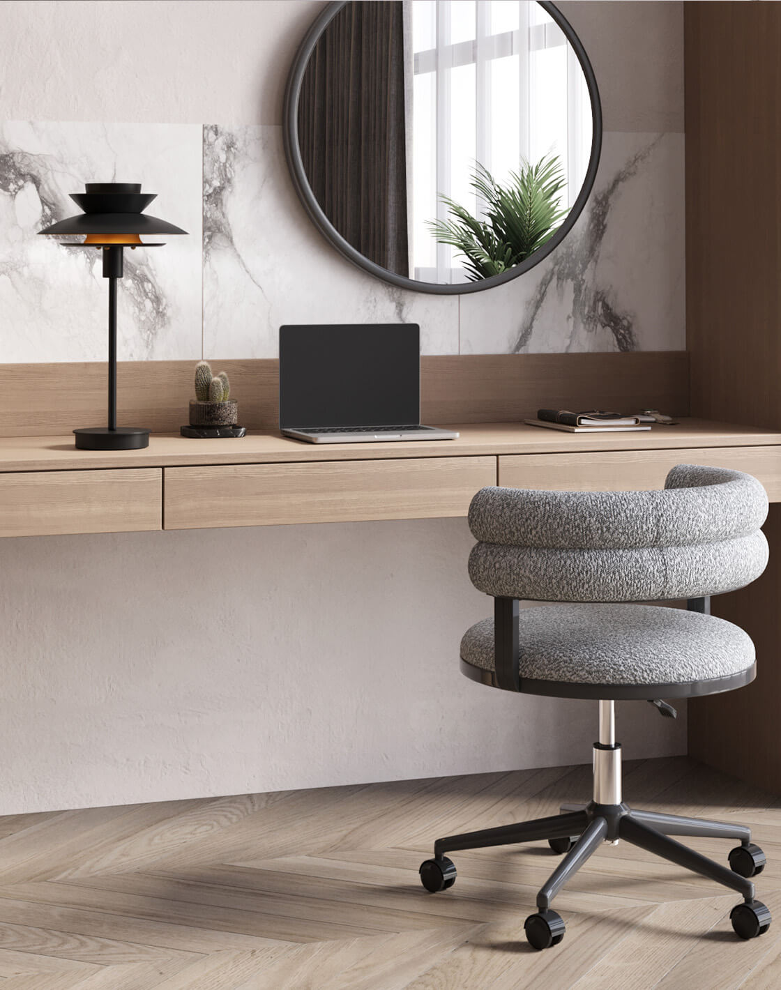 Стул офисный Ponty, Лампа настольная Shaggy 