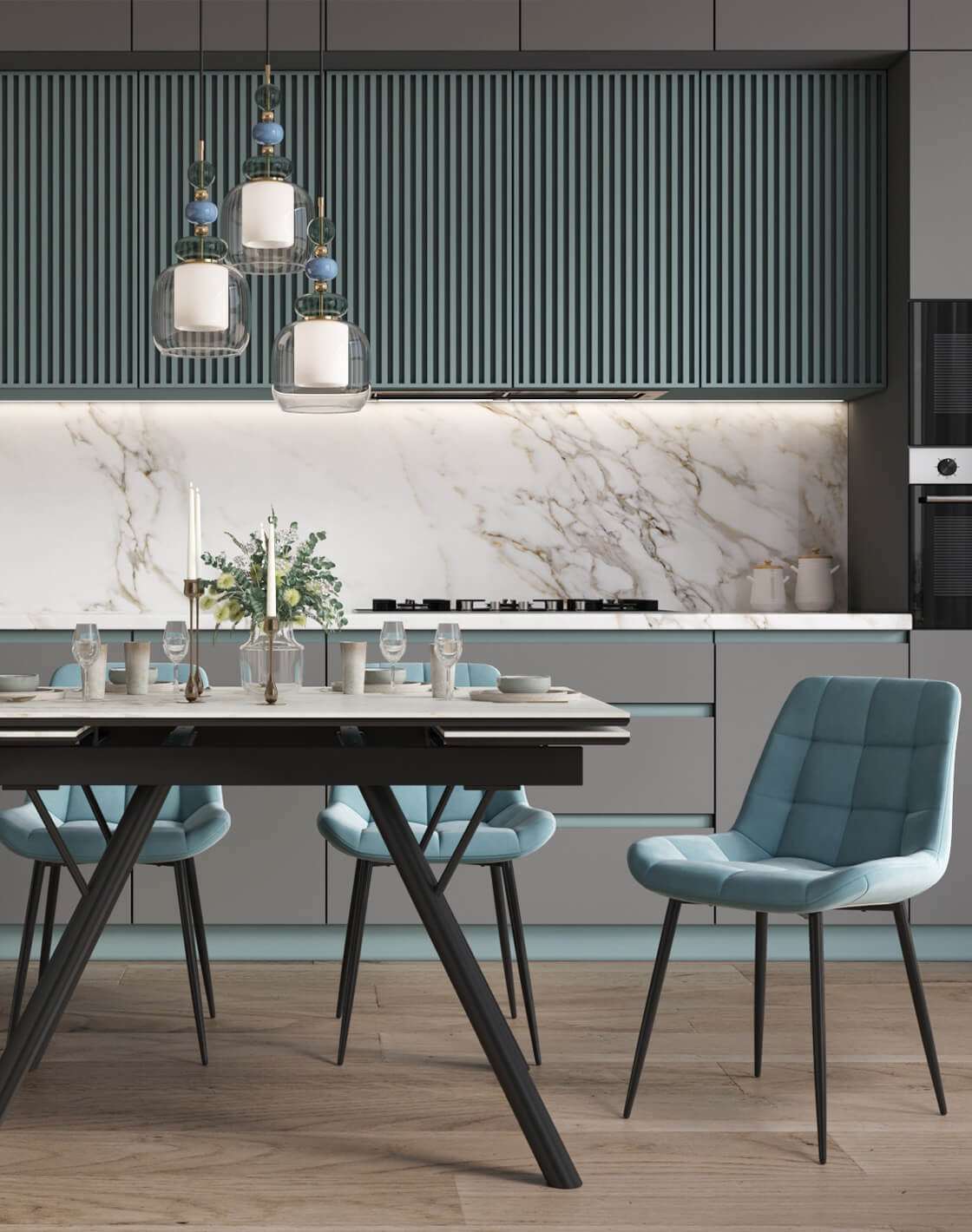 Стул Одди,Стол Дакота,Светильник подвесной Prismique Стул Одди,Стол Дакота,Светильник подвесной Prismique