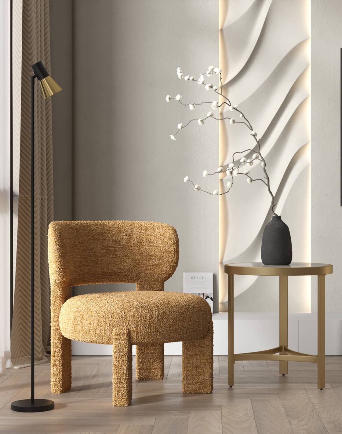 Кресло Fani,Торшер Melro,Журнальный столик Адриана 