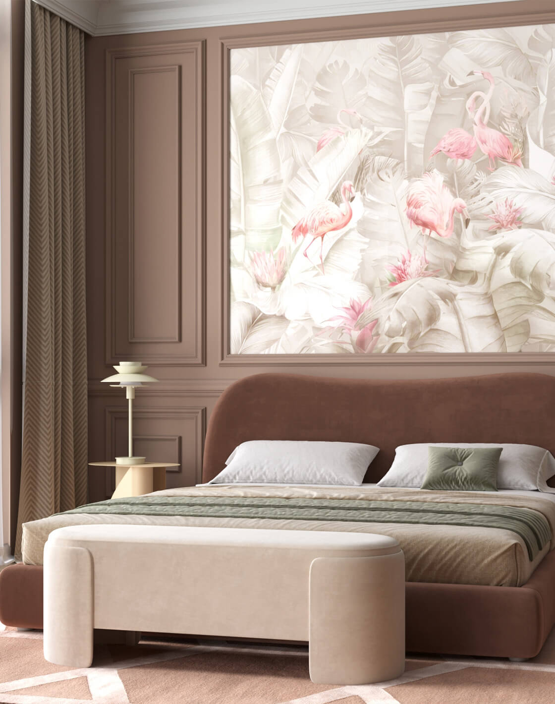 Банкетка Taks, Лампа настольная Shaggy,Журнальный столик Yvaine