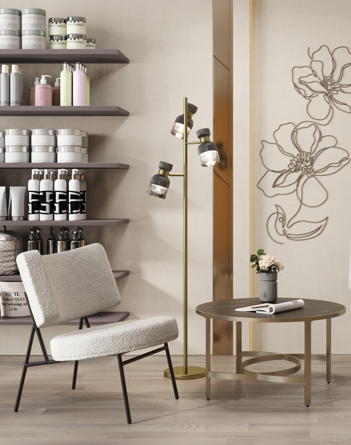 Торшер Hadley,Мини-кресло District Lounge,Журнальный столик Адриана 