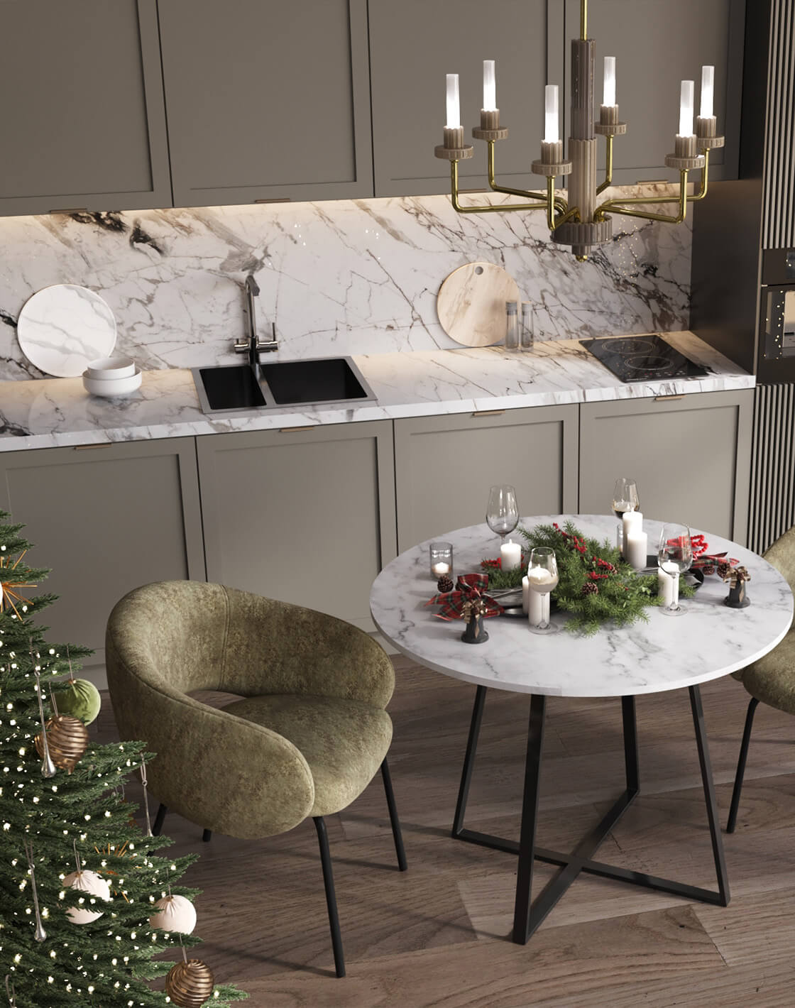 Стул Bren,Стол Дакота,Люстра подвесная Atelieri