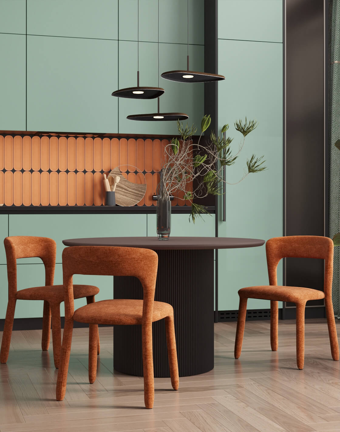 Стул Zuri,Стол Ballet, Светильник подвесной Agato