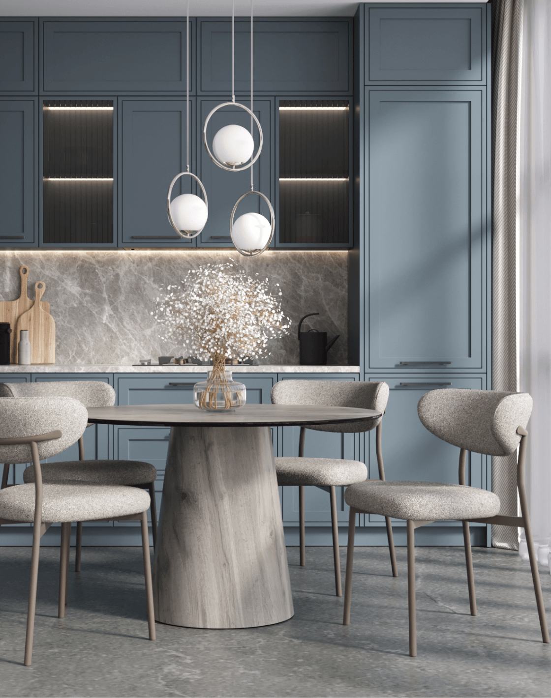 Стул Ayla,Стол Стивенсон,Светильник подвесной Barocco