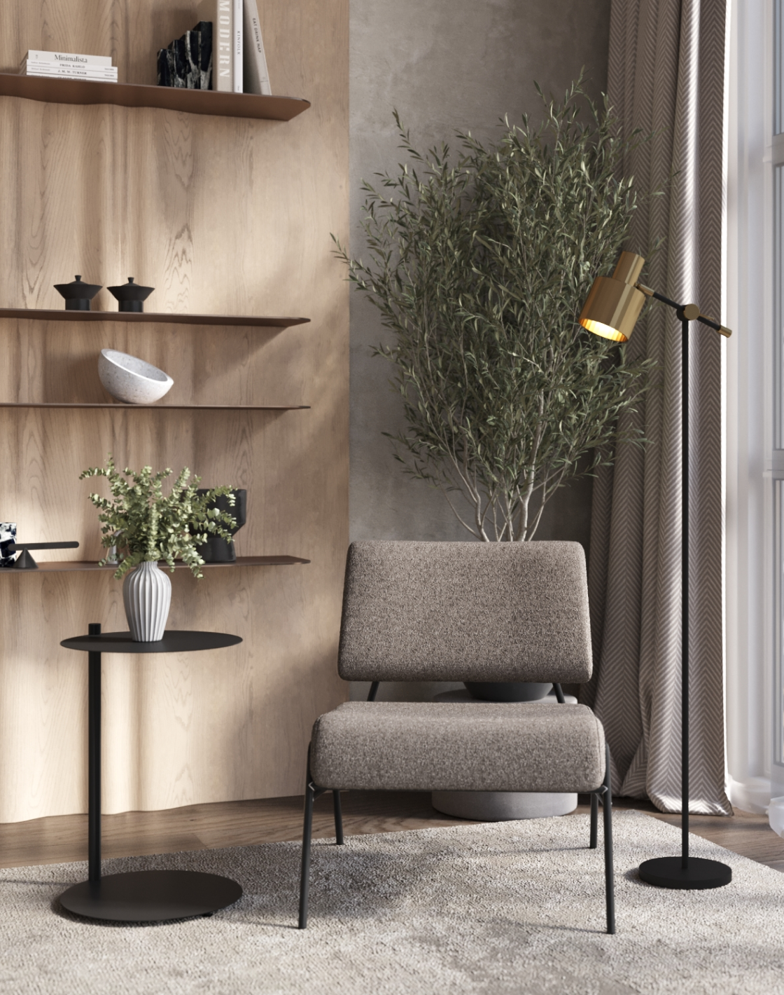 Торшер Artis,Кресло Теллинг,Журнальный столик Siara