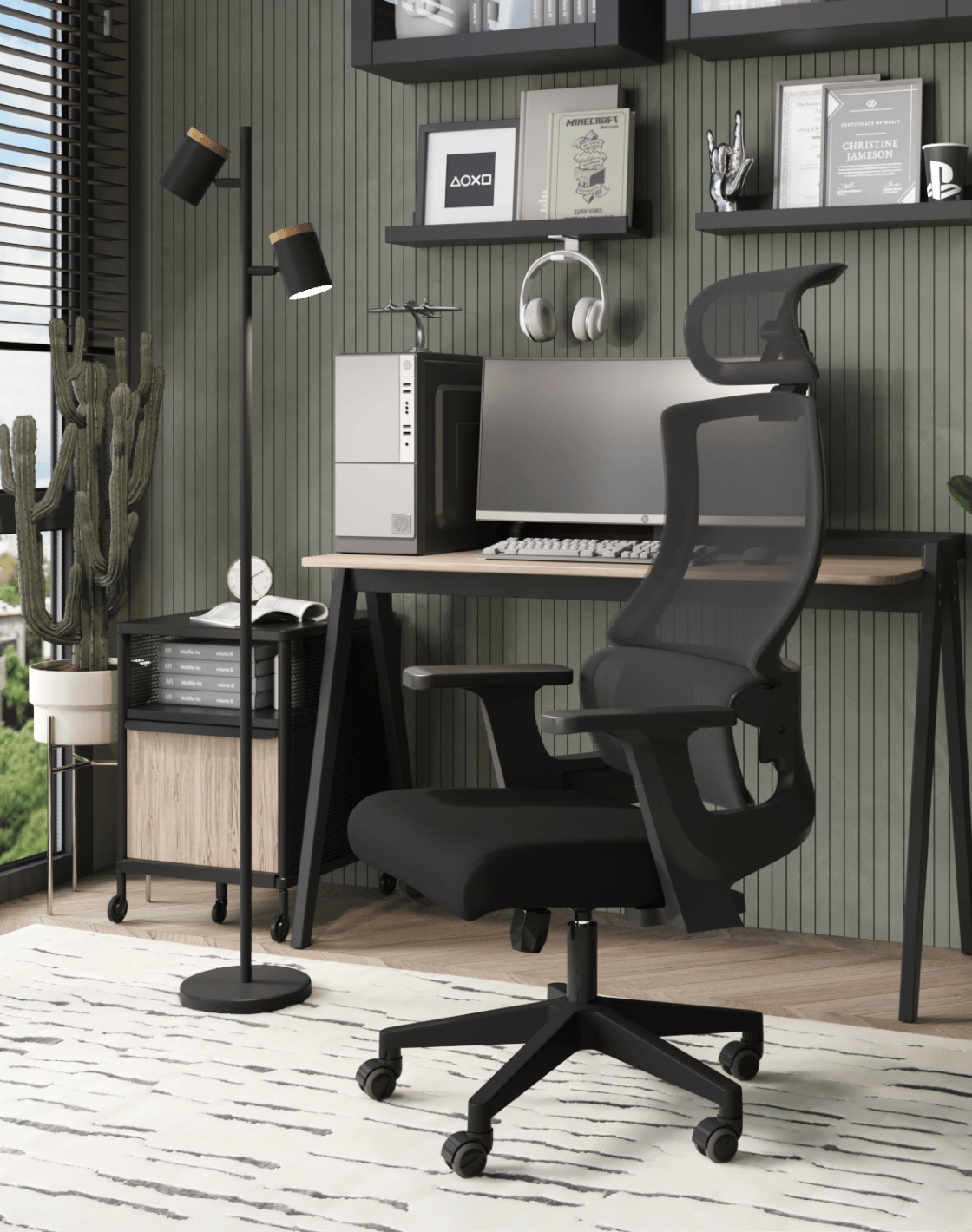 Стол Pyramid,Торшер Asheswood,Кресло офисное TopChairs Vantage