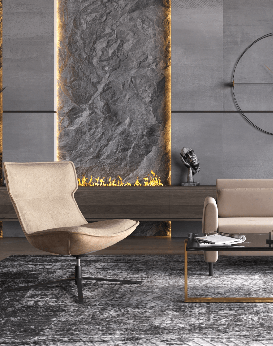 Кресло Sway, Журнальный столик Тоби, Диван-кровать прямой Барнаби