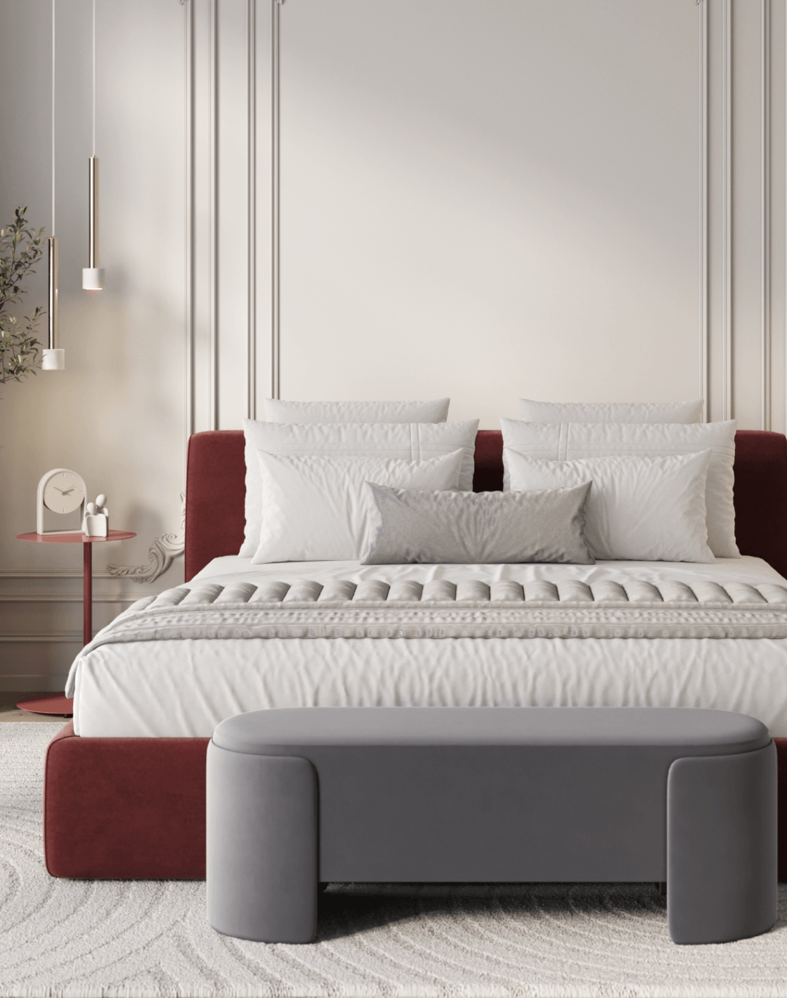 Банкетка Taks, Журнальный столик Siara,Светильник подвесной Malet