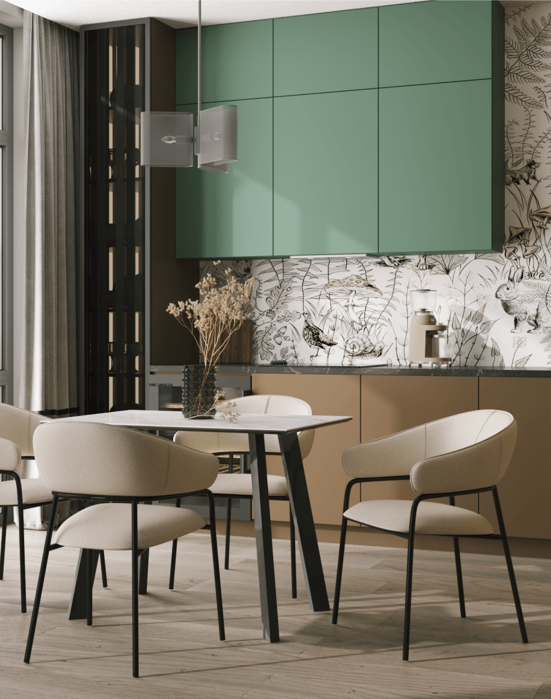 Стул Leya,Стол Райли, Светильник подвесной Metalicana