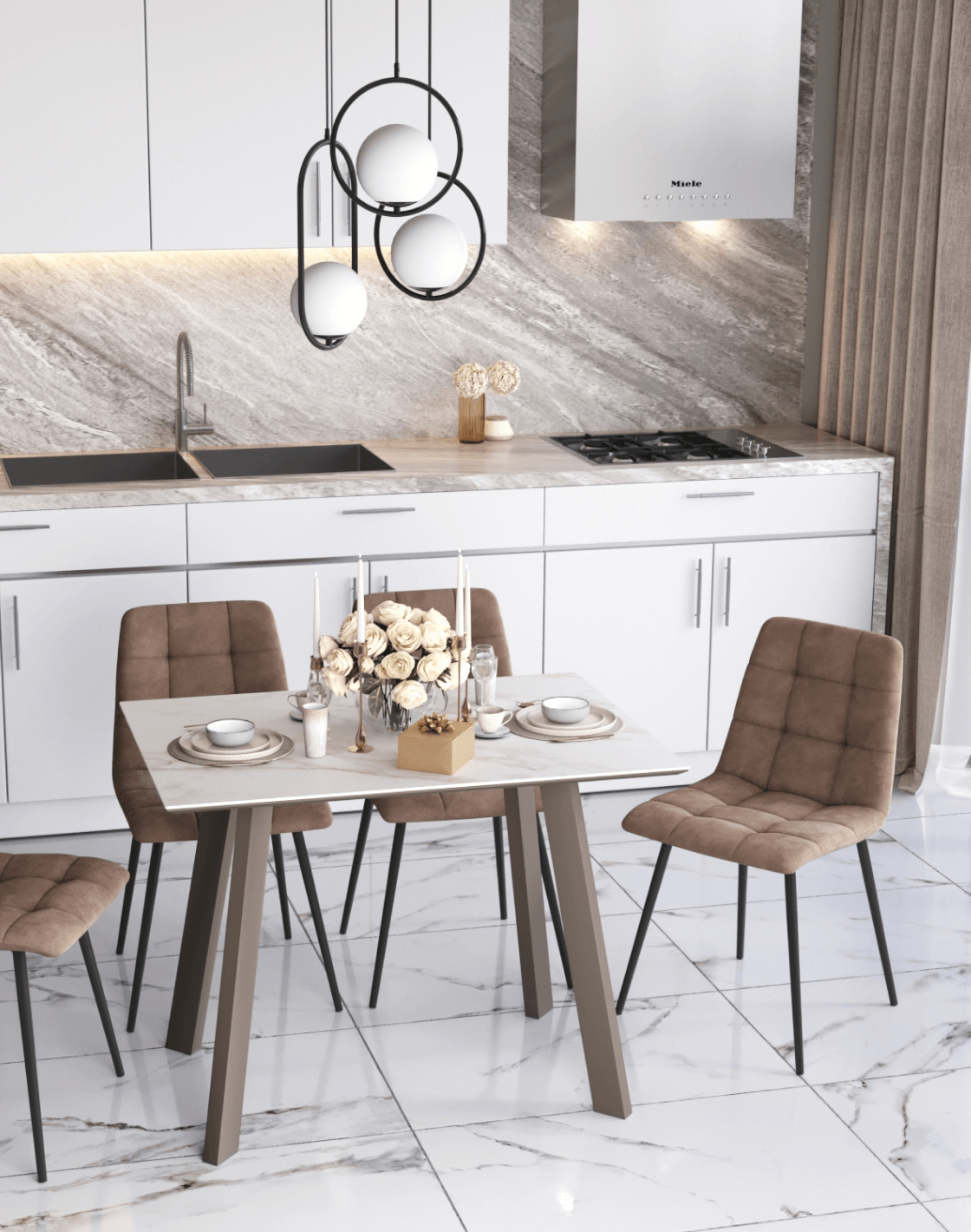 Стол Райли,Стул Одди Original,Светильник подвесной Barocco