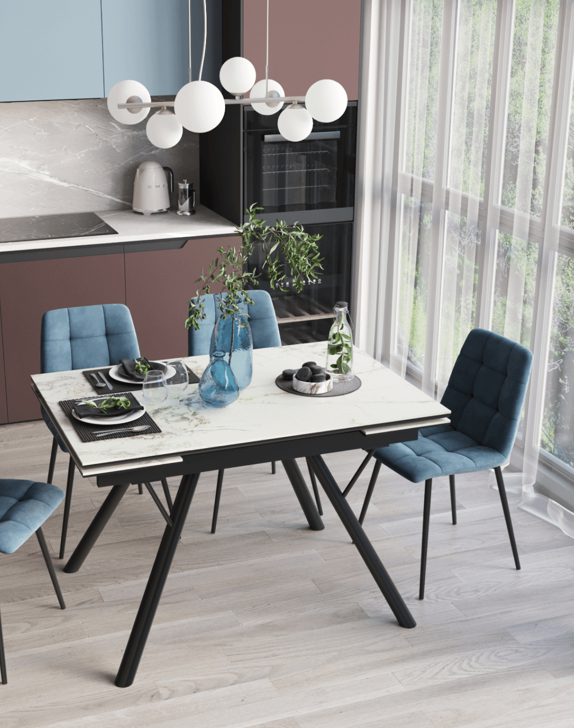 Стол Либертика,Стул Одди Original,Светильник подвесной Renny