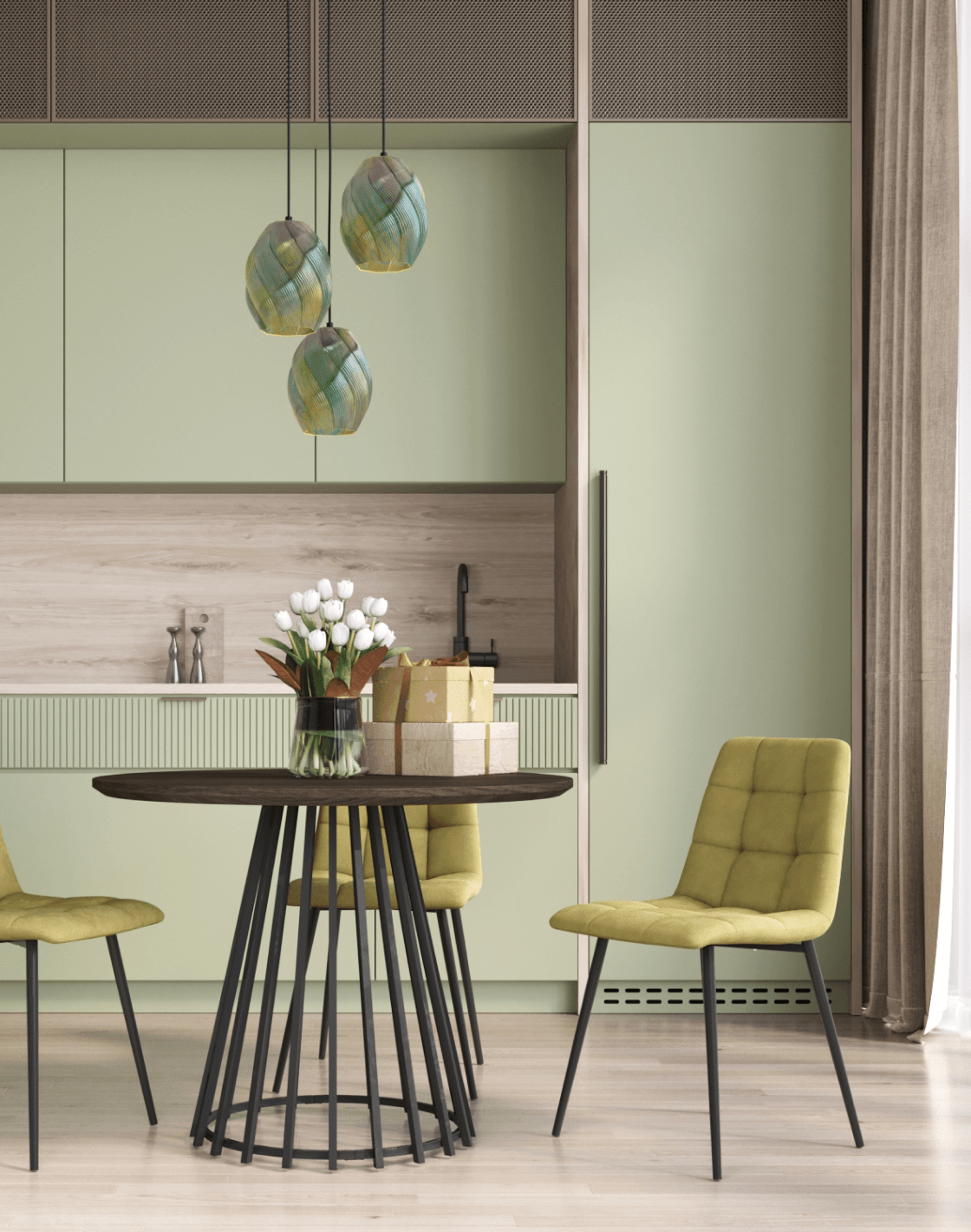 Стол Daphne,Стул Одди Original,Светильник подвесной Rozy