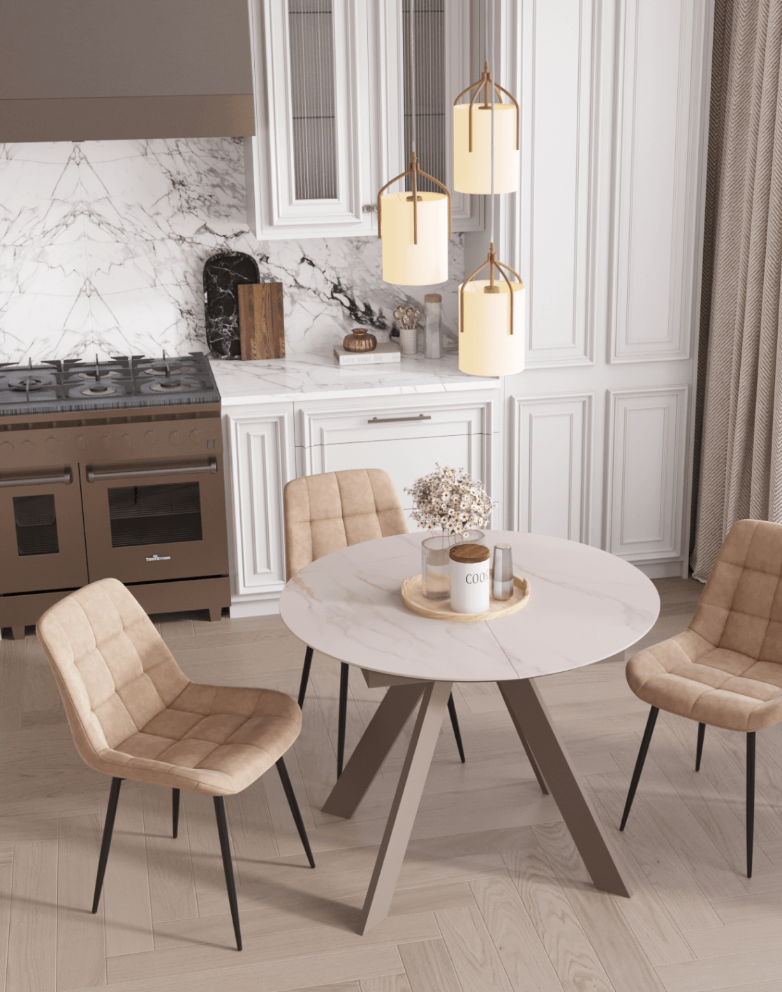 Стол Миндель,Стул Флекс Original,Светильник подвесной Inari