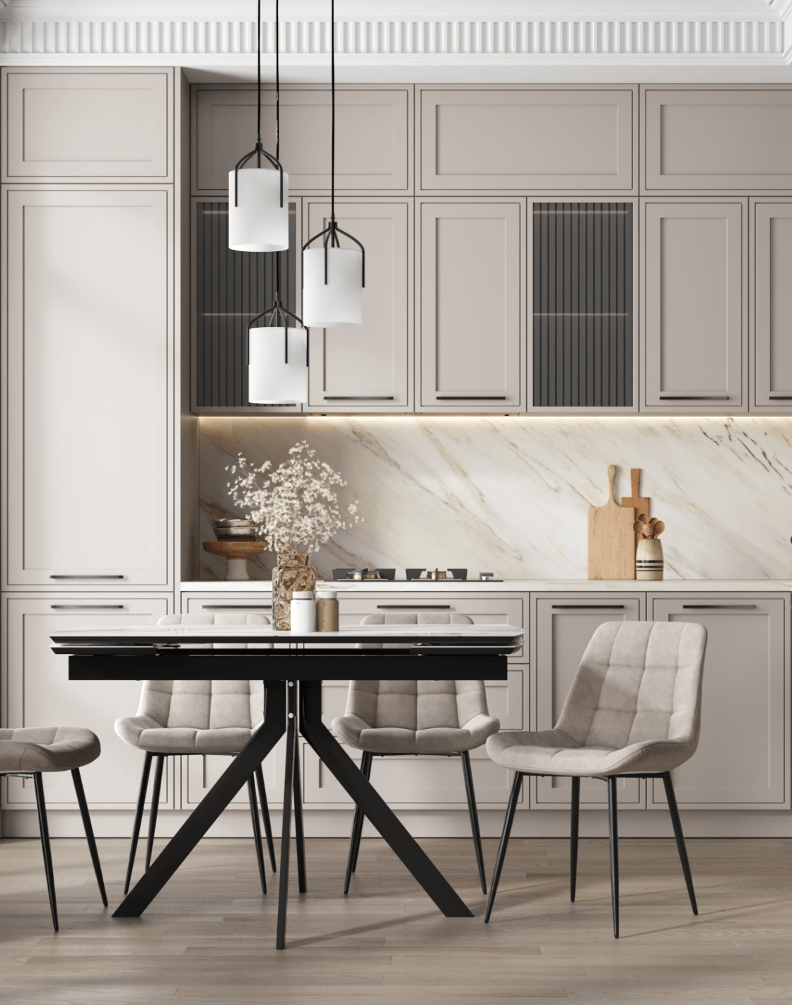 Стол Галац, Стул Флекс Original,Светильник подвесной Inari