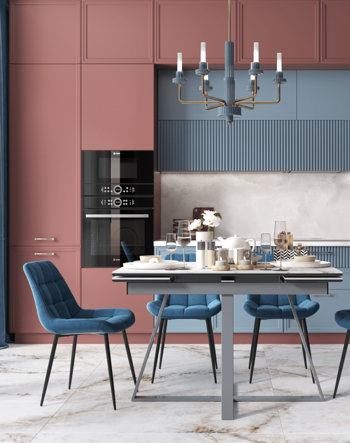 Стол Керас,Стул Флекс Original,Люстра подвесная Atelieri