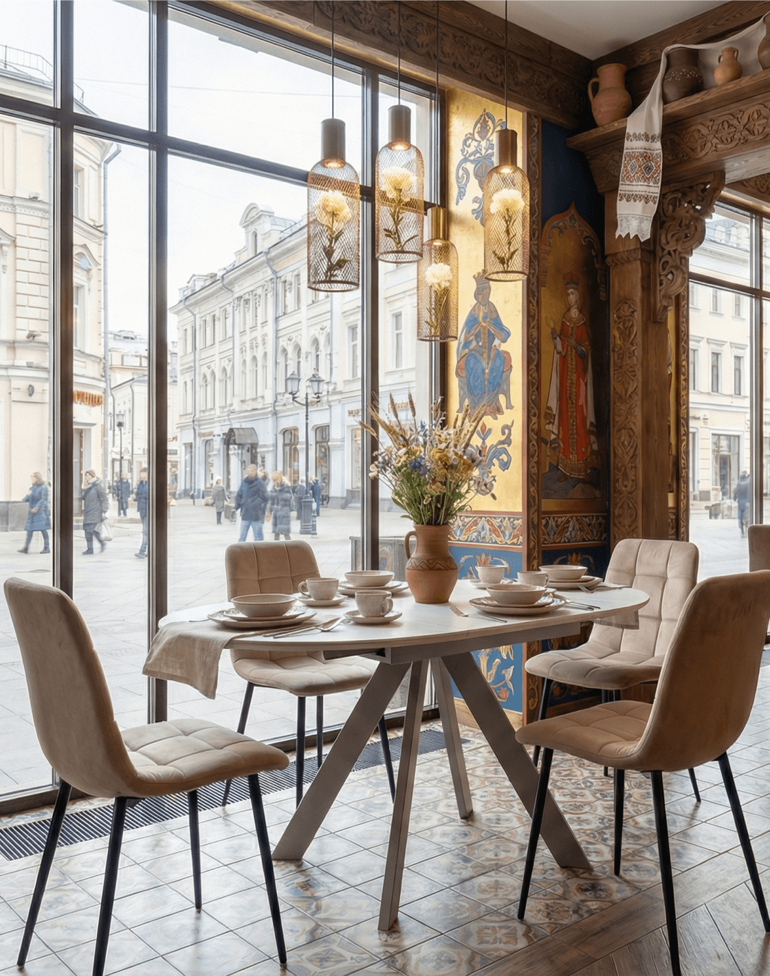 Стол Миндель,Стул Одди Original, Светильник подвесной светодиодный Ophelia