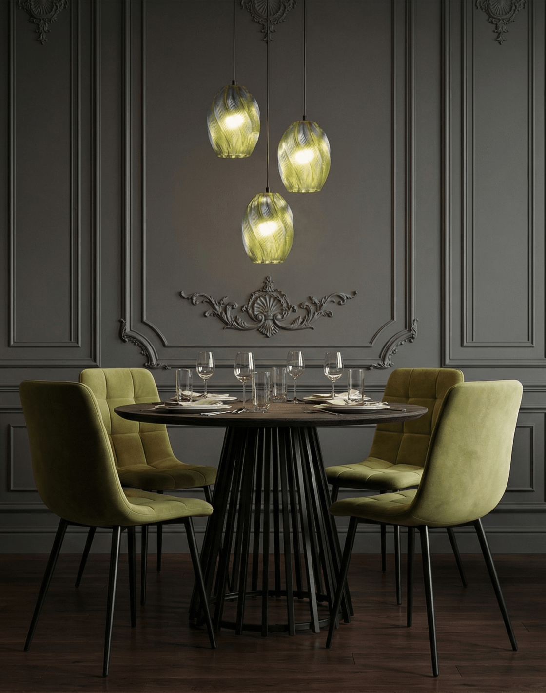 Стол Daphne,Стул Одди Original, Светильник подвесной Rozy