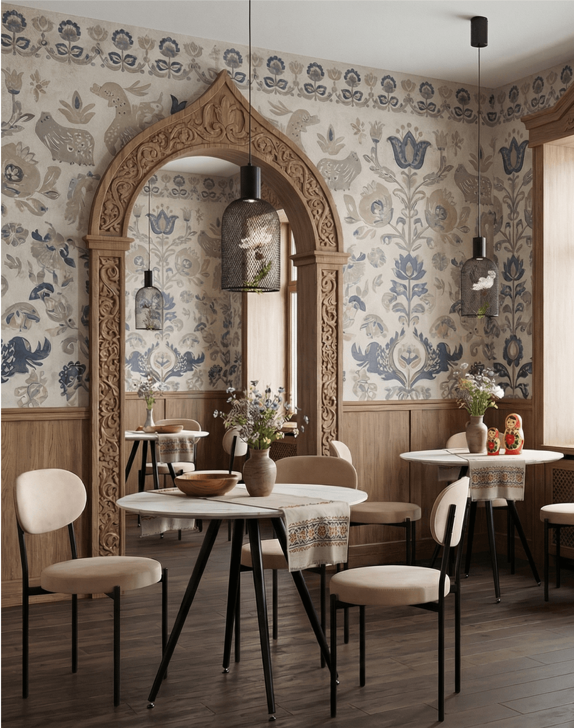 Стол Ники,Стул Бриф Original, Светильник подвесной Ophelia