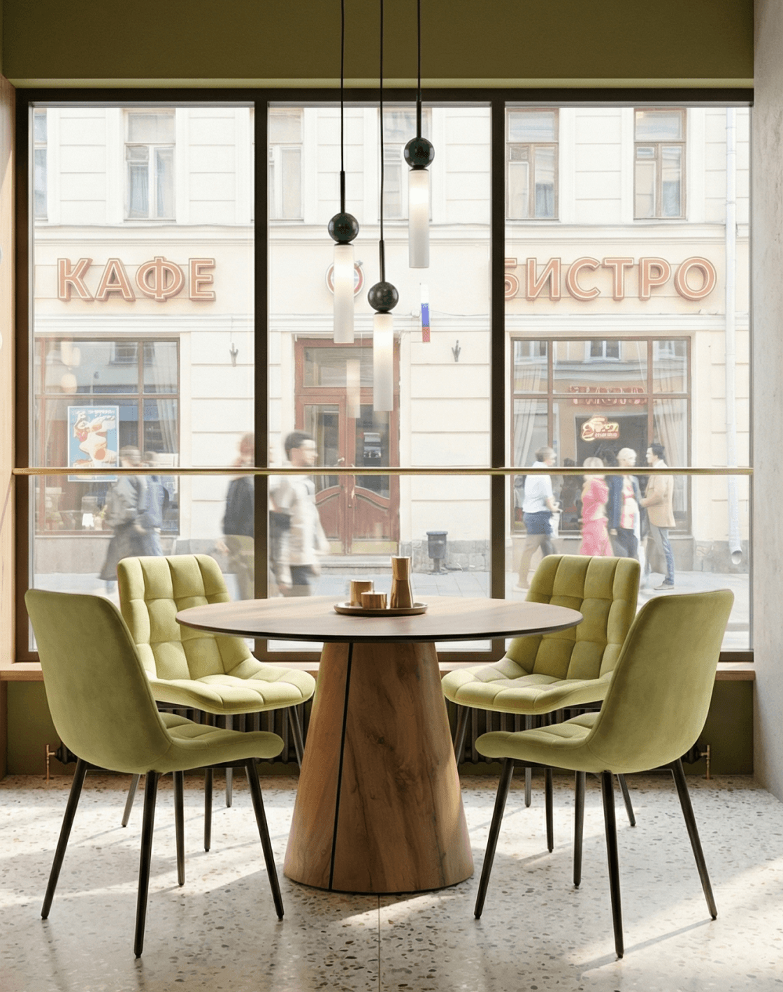 Стол Стивенсон, Стул Флекс Original, Светильник подвесной Illis