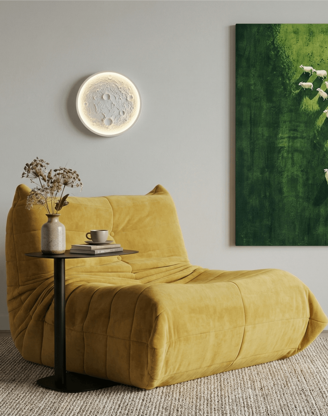 Кресло ZipSeat, Журнальный столик Eanna, Светильник потолочный Spatial