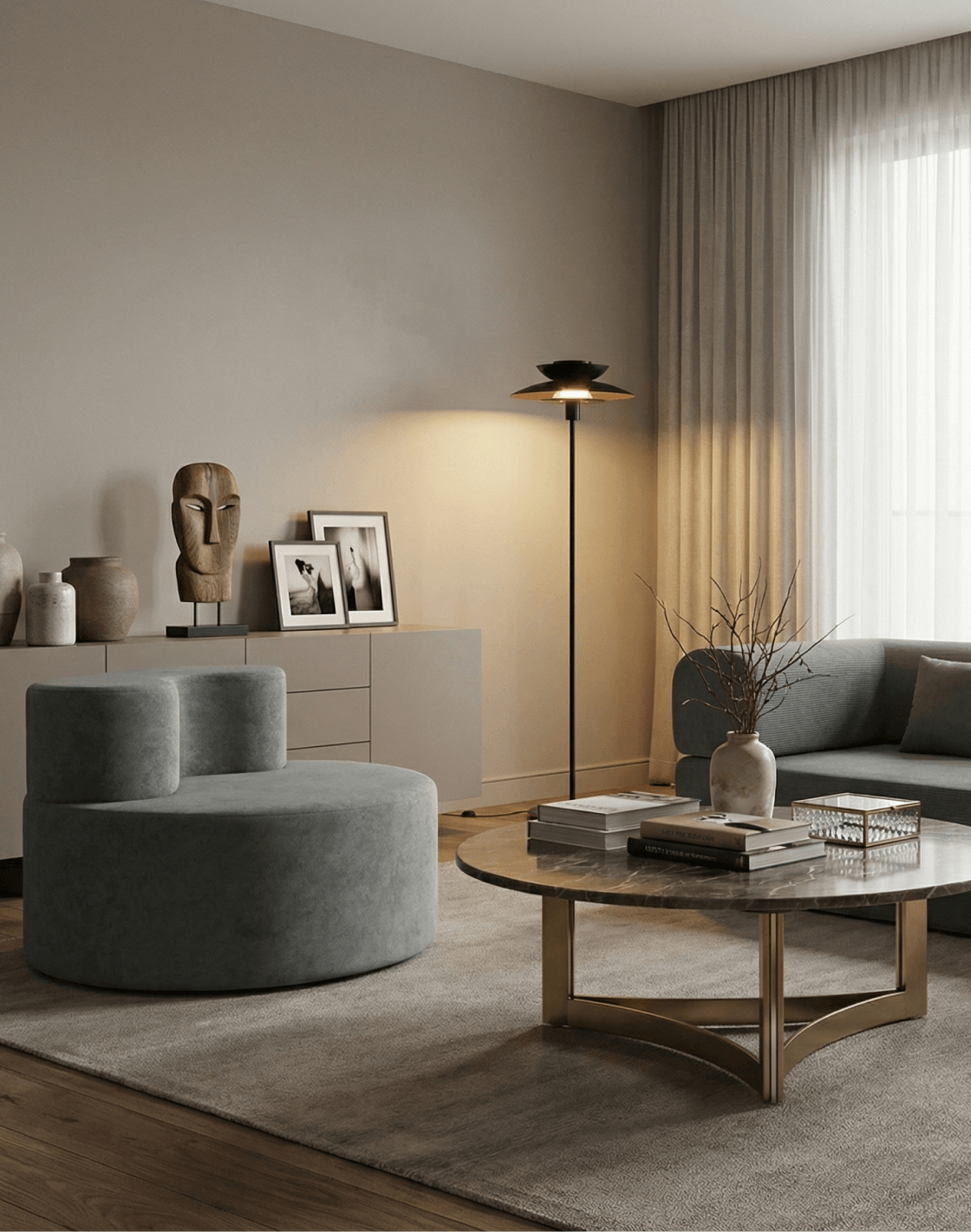 Диван SnapSofa, Торшер Shaggy, Кресло PopLounge, Журнальный столик Кассия