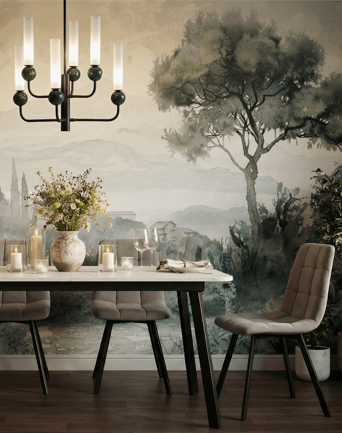 Стол Batu,Стул Одди Original Square, Люстра подвесная Illis