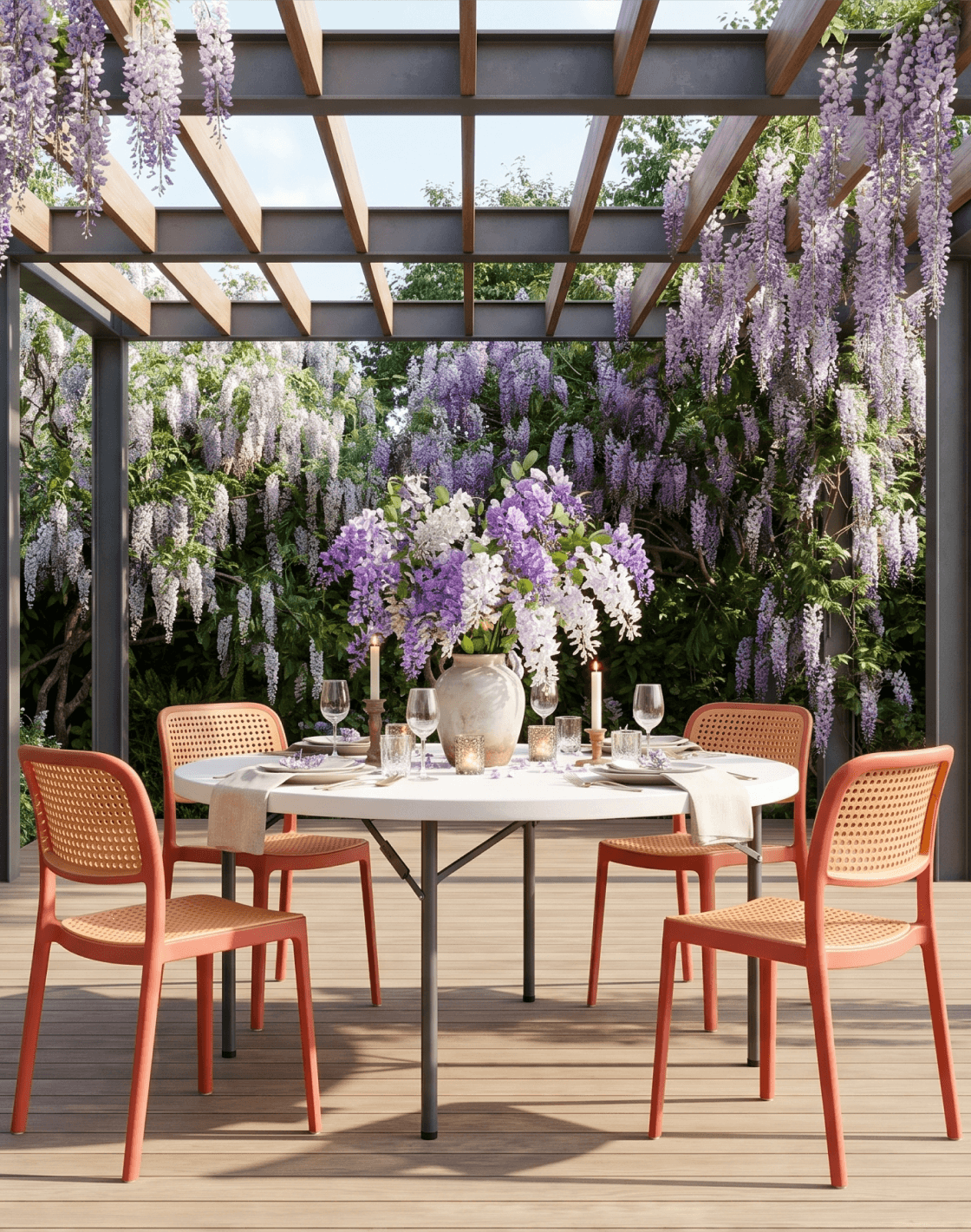 Стул Yona, Стол круглый складной пластиковый Кейт