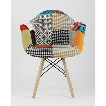 Кресло DSW пэчворк на деревянных ножках