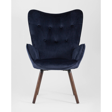 Кресло Гранд велюр синий с высокой спинкой