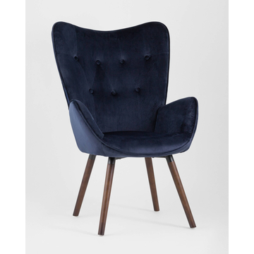 Кресло Гранд велюр синий с высокой спинкой
