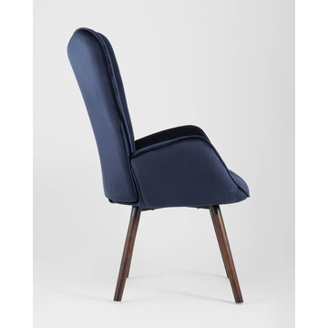 Кресло Гранд велюр синий с высокой спинкой