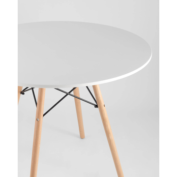 Обеденная группа стол DSW D90, 4 стула DSW белый