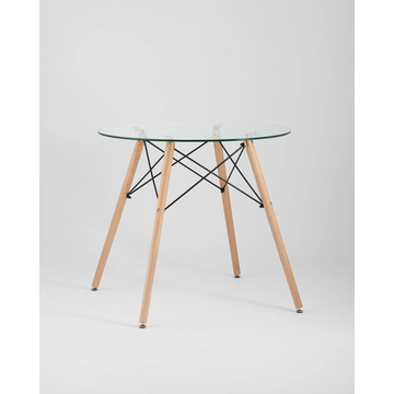 Обеденная группа стол DSW D80 стеклянный, 2 стула DSW черный