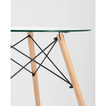 Обеденная группа стол DSW D80 стеклянный, 2 стула DSW черный