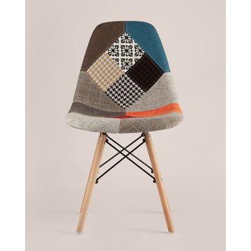 Обеденная группа стол Oslo Square WT белый, 3 стула DSW пэчворк