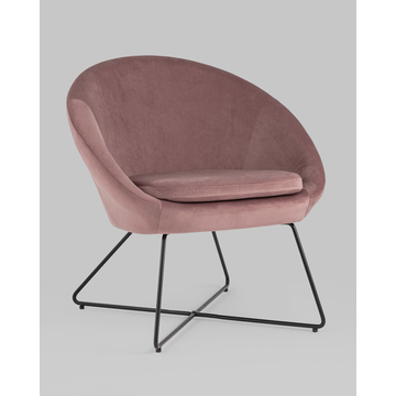Кресло Колумбия пыльно-розовое велюр на металлических ножках