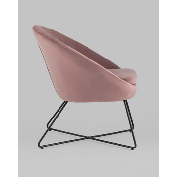 Кресло Колумбия пыльно-розовое велюр на металлических ножках