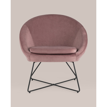 Кресло Колумбия пыльно-розовое велюр на металлических ножках