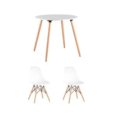 Обеденная группа стол Oslo Round WT, 4 стула Eames Style DSW белый