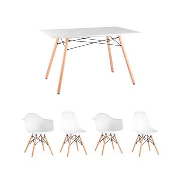 Обеденная группа стол DSW Rectangle белый, 4 стула стула Style DSW белый