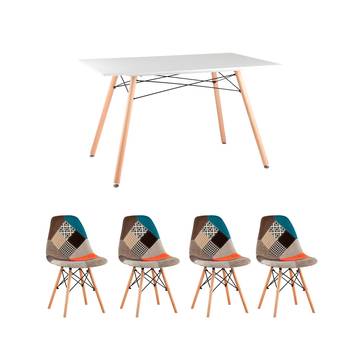 Обеденная группа стол DSW Rectangle, 4 стула TARIQ голубой