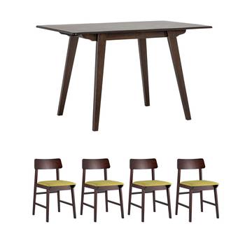 Обеденная группа стол GUDI 120*75 эспрессо, стулья VIVA оливковые 4 шт.