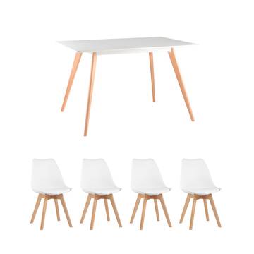 Обеденная группа стол FRANK, 4 стула Style DSW белый