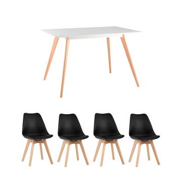 Обеденная группа стол FRANK, 4 стула Style DSW белый