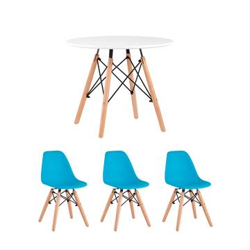 Комплект детский стол DSW, 3 голубых стула