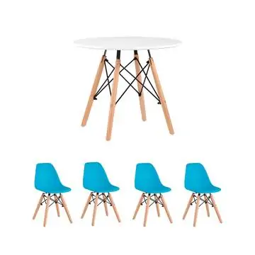 Комплект детский стол DSW, 5 стульев белых